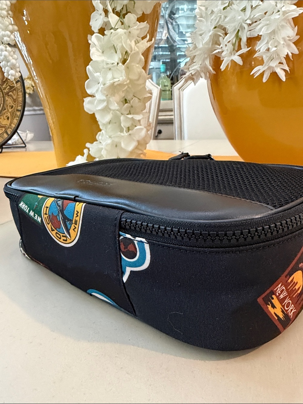 Unisex Coach Black Travel Pouch with Patch Graphics - Picture 6 of 8